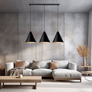 George Oliver Cropper 3-Light Kitchen Island Cone Pendant Black/Gold 24cm H X 93cm W X 24cm D George Oliver Cropper 3-Light Kitchen Island Cone Pendant Black/Gold 24cm H X 93cm W X 24cm D