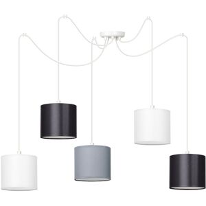 Ebern Designs Venita 5 - Light Cluster Drum Pendant Black/White/Grey/Black/White/Grey 80cm H X 200cm W X 100cm D Ebern Designs Venita 5 - Light Cluster Drum Pendant Black/White/Grey/Black/White/Grey 80cm H X 200cm W X 100cm D