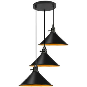 17 Stories 3-Light Cone Pendant Light – Industrial Kitchen Island Ceiling Fixture with Adjustable Height & E27 Bulbs Black Gold Inner 17 Stories 3-Light Cone Pendant Light – Industrial Kitchen Island Ceiling Fixture with Adjustable Height & E27 Bulbs Black Gold Inner