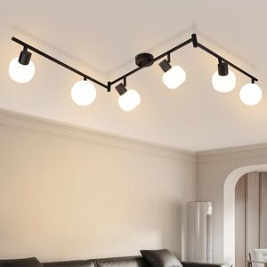 Metro Ceiling spotlight 6-flame ceiling light living room - ceiling lamp spotlight indoor vintage glass ceiling spots E14 Morden 350° swivel spots for bedro Black 17cm H X 150cm W X 10cm D Metro Ceiling spotlight 6-flame ceiling light living room - ceiling lamp spotlight indoor vintage glass ceiling spots E14 Morden 350° swivel spots for bedro Black 17cm H X 150cm W X 10cm D