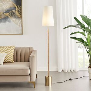 Fairmont Park Astral Simple Floor Lamp - Rattan, Brass, Fabric, Sleek Rustic Modern Design Brushed 160cm H X 25cm W X 25cm D Fairmont Park Astral Simple Floor Lamp - Rattan, Brass, Fabric, Sleek Rustic Modern Design Brushed 160cm H X 25cm W X 25cm D