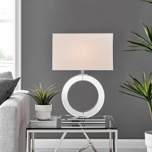 Ivy Bronx Cloe Mirror & Fabric Shade Halo Table Lamp Light (Bulb Included) White 56cm H X 23cm W X 38cm D Ivy Bronx Cloe Mirror & Fabric Shade Halo Table Lamp Light (Bulb Included) White 56cm H X 23cm W X 38cm D