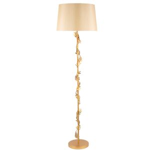 Rosdorf Park Modern Satin Gold Floor Lamp With Twisting Floral Decor And Linen Fabric Shade By Brushed 160cm H X 45cm W X 45cm D Rosdorf Park Modern Satin Gold Floor Lamp With Twisting Floral Decor And Linen Fabric Shade By Brushed 160cm H X 45cm W X 45cm D