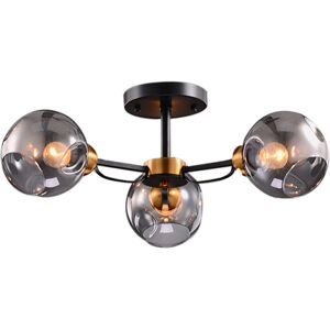 Corrigan Studio Rotan 3-Light 62cm Semi Flush Mount Black/Gold 21.5cm H X 62cm W X 62cm D Corrigan Studio Rotan 3-Light 62cm Semi Flush Mount Black/Gold 21.5cm H X 62cm W X 62cm D