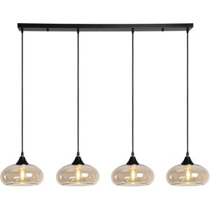 Ebern Designs 4 - Light Kitchen Island Dome Pendant Black/Amber 130cm H X 100cm W X 8cm D Ebern Designs 4 - Light Kitchen Island Dome Pendant Black/Amber 130cm H X 100cm W X 8cm D