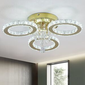Rosdorf Park Gold K9 Crystal 3 Rings Chandelier Modern Ceiling Light With Metal Base And Crystal Accent Gold 22cm H X 44cm W X 44cm D Rosdorf Park Gold K9 Crystal 3 Rings Chandelier Modern Ceiling Light With Metal Base And Crystal Accent Gold 22cm H X 44cm W X 44cm D