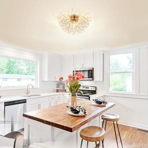 Etta Avenue Dandelion 8-Light Sputnik Starburst Ceiling Light Crystal Flush Mount Gold 38cm H X 70cm W X 70cm D Etta Avenue Dandelion 8-Light Sputnik Starburst Ceiling Light Crystal Flush Mount Gold 38cm H X 70cm W X 70cm D