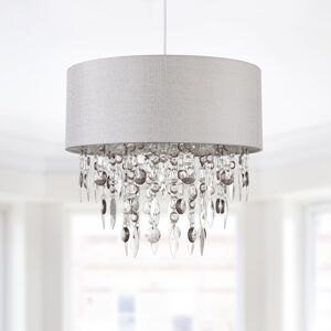 Mercer41 40cm Linen Drum Pendant Shade Silver Grey 30cm H X 40cm W X 40cm D Mercer41 40cm Linen Drum Pendant Shade Silver Grey 30cm H X 40cm W X 40cm D