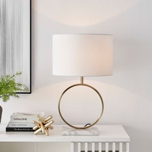 Fairmont Park Andrin Gold & White Shade Metal Halo Marble Stand Table Lamp Light (Including Bulb) White 61cm H X 36cm W X 36cm D Fairmont Park Andrin Gold & White Shade Metal Halo Marble Stand Table Lamp Light (Including Bulb) White 61cm H X 36cm W X 36cm D