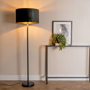 Latitude Run Baillieu Stem Floor Lamp with Velvet and Inner Lamp Shade Matte/Black 148cm H X 45cm W X 45cm D Latitude Run Baillieu Stem Floor Lamp with Velvet and Inner Lamp Shade Matte/Black 148cm H X 45cm W X 45cm D