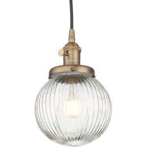 URBNLIVING Industrial Glass Pendant Light Fitting, Ribbed Ball Hanging Ceiling Light For Kitchen Island,Dining Room,Bedroom,Lving Room (Brushed) Antique 22cm H X 15cm W X 15cm D URBNLIVING Industrial Glass Pendant Light Fitting, Ribbed Ball Hanging Ceiling Light For Kitchen Island,Dining Room,Bedroom,Lving Room (Brushed) Antique 22cm H X 15cm W X 15cm D