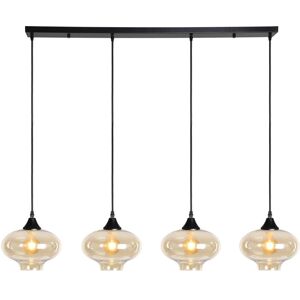 Ebern Designs Martelly 4 - Light Kitchen Island Globe Pendant Amber/Black 130cm H X 100cm W X 8cm D Ebern Designs Martelly 4 - Light Kitchen Island Globe Pendant Amber/Black 130cm H X 100cm W X 8cm D