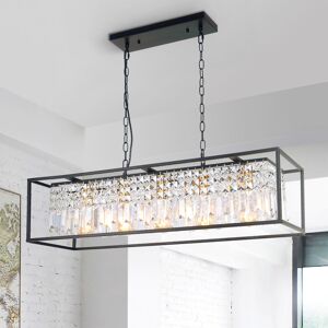 Rosdorf Park Fircrest 5-Light Island Rectangle Crystal Chandelier Matte Black 22cm H X 90cm W X 30cm D Rosdorf Park Fircrest 5-Light Island Rectangle Crystal Chandelier Matte Black 22cm H X 90cm W X 30cm D