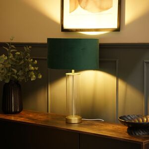 Fairmont Park Simonetta Matt Gold and Clear Tube Table Lamp with Blush Velvet Reni Shade and 6W GLS Warm White Bulb Gold/Forest Green 49.5cm H X 22.5cm W X 57.15cm D Fairmont Park Simonetta Matt Gold and Clear Tube Table Lamp with Blush Velvet Reni Shade and 6W GLS Warm White Bulb Gold/Forest Green 49.5cm H X 22.5cm W X 57.15cm D