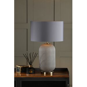 Canora Grey Helicon Table Lamp Grey Ribbed Glass and Antique Brass With Shade Grey 63cm H X 40cm W X 40cm D Canora Grey Helicon Table Lamp Grey Ribbed Glass and Antique Brass With Shade Grey 63cm H X 40cm W X 40cm D