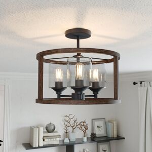 Metro Cotina 3-Lights Glass Semi Flush Mount Ceiling Light Walnut 21cm H X 38cm W X 38cm D Metro Cotina 3-Lights Glass Semi Flush Mount Ceiling Light Walnut 21cm H X 38cm W X 38cm D