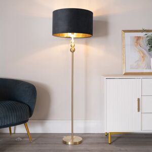 ClassicLiving Aaiza Stacked Ball Floor Lamp with Velvet with Inner Lamp Shade Mirrored/Black/Gold 145cm H X 45cm W X 45cm D ClassicLiving Aaiza Stacked Ball Floor Lamp with Velvet with Inner Lamp Shade Mirrored/Black/Gold 145cm H X 45cm W X 45cm D
