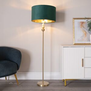 ClassicLiving Aaiza Stacked Ball Floor Lamp with Velvet with Inner Lamp Shade Mirrored/Green/Gold 145cm H X 45cm W X 45cm D ClassicLiving Aaiza Stacked Ball Floor Lamp with Velvet with Inner Lamp Shade Mirrored/Green/Gold 145cm H X 45cm W X 45cm D