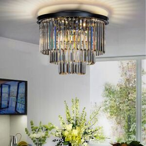 Canora Grey Anganette 6-Lights Modern Matte Black Tier Round Crystal Fringe Flush Mount Ceiling Matte Black 101.6cm H X 127cm W X 127cm D Canora Grey Anganette 6-Lights Modern Matte Black Tier Round Crystal Fringe Flush Mount Ceiling Matte Black 101.6cm H X 127cm W X 127cm D