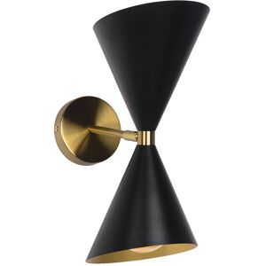 Fairmont Park Mid-Century Modern 2-Light Up And Down Hourglass Wall Sconce Matte Black;Brass 40cm H X 16cm W X 16cm D Fairmont Park Mid-Century Modern 2-Light Up And Down Hourglass Wall Sconce Matte Black;Brass 40cm H X 16cm W X 16cm D