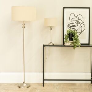 Rosdorf Park Saylorsburg Candlestick Floor Lamp with Velvet Lamp Shade Brush Chrome/Natural 151cm H X 45cm W X 45cm D Rosdorf Park Saylorsburg Candlestick Floor Lamp with Velvet Lamp Shade Brush Chrome/Natural 151cm H X 45cm W X 45cm D