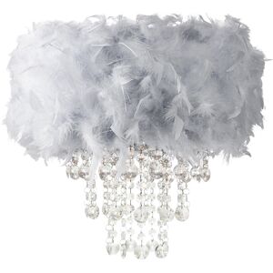 Mercer41 Contemporary Feather Pendant Light Shade with Transparent Acrylic Droplets Grey 36cm H X 32cm W X 32cm D Mercer41 Contemporary Feather Pendant Light Shade with Transparent Acrylic Droplets Grey 36cm H X 32cm W X 32cm D