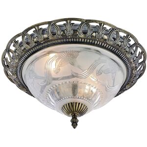 Marlow Home Co. Catherine Traditional and Classic Ornate and Floral Glass Flush Ceiling Light Fitting Antique Brass 11cm H X 33cm W X 33cm D Marlow Home Co. Catherine Traditional and Classic Ornate and Floral Glass Flush Ceiling Light Fitting Antique Brass 11cm H X 33cm W X 33cm D