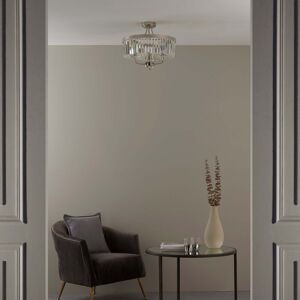 Mercer41 Bothell 3 - Light 45Cm Chandelier Semi Flush Mount Bright Nickel Plate & Clear Cut Glass;Bright Nickel Plate & Clear Cut Glass 38cm H X 45cm W X 45cm D Mercer41 Bothell 3 - Light 45Cm Chandelier Semi Flush Mount Bright Nickel Plate & Clear Cut Glass;Bright Nickel Plate & Clear Cut Glass 38cm H X 45cm W X 45cm D