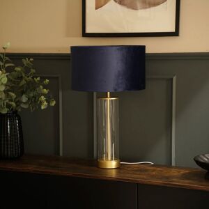 Fairmont Park Simonetta Matt Gold and Clear Tube Table Lamp with Blush Velvet Reni Shade and 6W GLS Warm White Bulb Gold/Navy 49.5cm H X 22.5cm W X 57.15cm D Fairmont Park Simonetta Matt Gold and Clear Tube Table Lamp with Blush Velvet Reni Shade and 6W GLS Warm White Bulb Gold/Navy 49.5cm H X 22.5cm W X 57.15cm D
