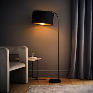 17 Stories Avacyn 155 cm Curva Trend Black Floor Lamp + Reni Large Black with Gold Inner Drum Shade Matte 155cm H X 60cm W X 67cm D 17 Stories Avacyn 155 cm Curva Trend Black Floor Lamp + Reni Large Black with Gold Inner Drum Shade Matte 155cm H X 60cm W X 67cm D