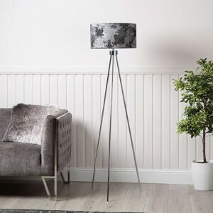 Fairmont Park 159cm Living Room Floor Lamp with Metal Base, Tripod Lamp with Linen Shade Chrome/Black/White 159cm H X 42cm W X 42cm D Fairmont Park 159cm Living Room Floor Lamp with Metal Base, Tripod Lamp with Linen Shade Chrome/Black/White 159cm H X 42cm W X 42cm D