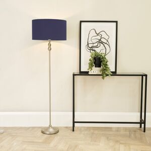 Rosdorf Park Saylorsburg Candlestick Floor Lamp with Velvet Lamp Shade Brush Chrome/Navy Blue 151cm H X 45cm W X 45cm D Rosdorf Park Saylorsburg Candlestick Floor Lamp with Velvet Lamp Shade Brush Chrome/Navy Blue 151cm H X 45cm W X 45cm D