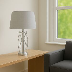 Fairmont Park Alexarae 50cm Glass & Metal Table Lamp with linen shade Silver/Grey 50cm H X 33cm W X 33cm D Fairmont Park Alexarae 50cm Glass & Metal Table Lamp with linen shade Silver/Grey 50cm H X 33cm W X 33cm D