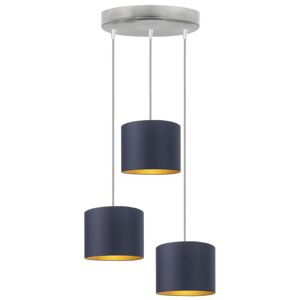 Canora Grey Ilana 3 - Light Drum Pendant Navy/Silver Canora Grey Ilana 3 - Light Drum Pendant Navy/Silver