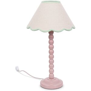 World Menagerie Nephi Bobbins Painted Table Lamp with Tapered Natural Linen Trim Scallop Shade Natural Linen with Green Trim/Pink 44cm H World Menagerie Nephi Bobbins Painted Table Lamp with Tapered Natural Linen Trim Scallop Shade Natural Linen with Green Trim/Pink 44cm H