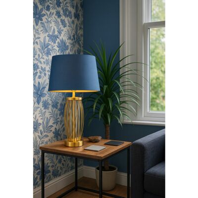 Fairmont Park Alexarae 50cm Glass & Metal Table Lamp with linen shade Gold/Blue 50cm H X 33cm W X 33cm D Fairmont Park Alexarae 50cm Glass & Metal Table Lamp with linen shade Gold/Blue 50cm H X 33cm W X 33cm D