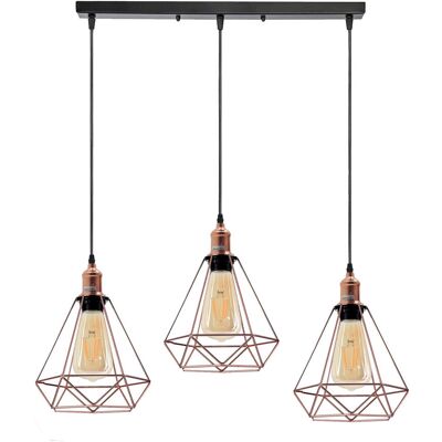 Rio Sublette 3 - Light Kitchen Island Pendant Rose Gold;Black 120cm H X 50cm W X 50cm D Rio Sublette 3 - Light Kitchen Island Pendant Rose Gold;Black 120cm H X 50cm W X 50cm D