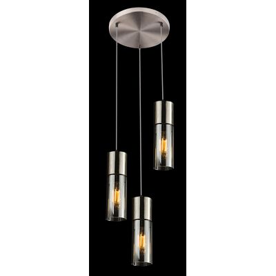 Metro Benevides 3 - Light Cylinder Pendant Nickel Matte/Silver 150cm H X 30cm W X 30cm D Metro Benevides 3 - Light Cylinder Pendant Nickel Matte/Silver 150cm H X 30cm W X 30cm D