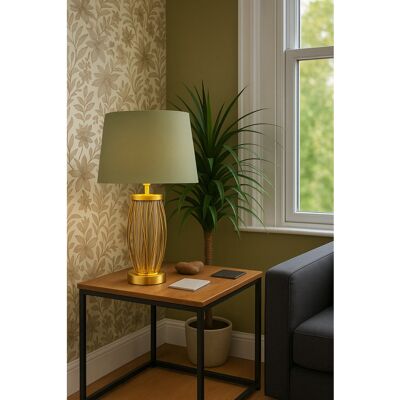 Fairmont Park Alexarae 50cm Glass & Metal Table Lamp with linen shade Gold/Green 50cm H X 33cm W X 33cm D Fairmont Park Alexarae 50cm Glass & Metal Table Lamp with linen shade Gold/Green 50cm H X 33cm W X 33cm D