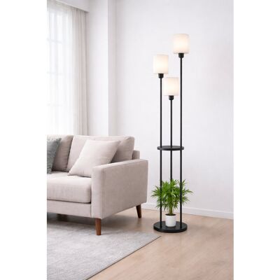 ZMH 163cm Tray Table Floor Lamp black E27 fabric shade 163cm H X 22cm W X 22cm D ZMH 163cm Tray Table Floor Lamp black E27 fabric shade 163cm H X 22cm W X 22cm D