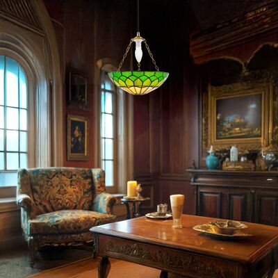 Astoria Grand Stained Glass Domed Tiffany Pendant Lamp Shade With Chain By Green 9cm H X 30cm W X 30cm D Astoria Grand Stained Glass Domed Tiffany Pendant Lamp Shade With Chain By Green 9cm H X 30cm W X 30cm D
