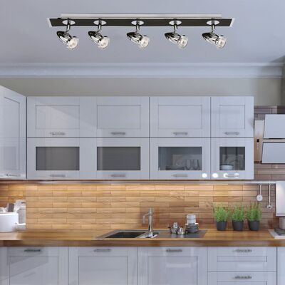 Metro Bailee 5-Light Ceiling Spotlight Matte Black;Chrome 12cm H X 80cm W X 9cm D Metro Bailee 5-Light Ceiling Spotlight Matte Black;Chrome 12cm H X 80cm W X 9cm D