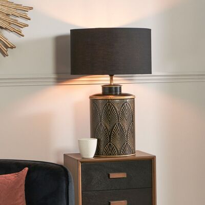 Bloomsbury Market Freese 45cm Deco Black Geo Art Deco Hand Painted Tin Table Lamp Base Black;Gold 45cm H X 23.5cm W X 23.5cm D Bloomsbury Market Freese 45cm Deco Black Geo Art Deco Hand Painted Tin Table Lamp Base Black;Gold 45cm H X 23.5cm W X 23.5cm D