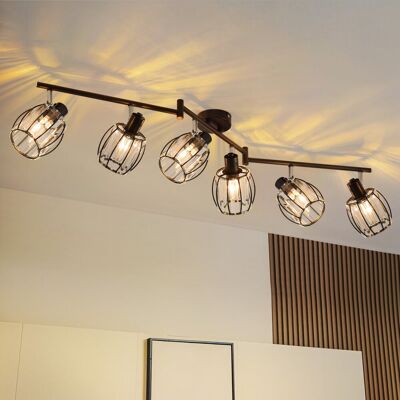 Metro 6 -Light E14 Retro black Ceiling Spotlight glass shape Matte Black 21cm H X 103cm W X 11cm D Metro 6 -Light E14 Retro black Ceiling Spotlight glass shape Matte Black 21cm H X 103cm W X 11cm D
