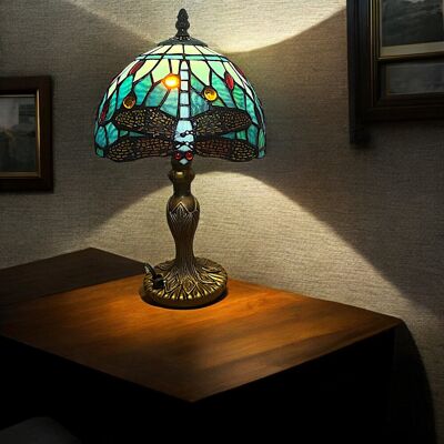 Astoria Grand Classic Tiffany Style Table Lamp, 20cm Stained Glass Dragonfly Shade, 37cm Height, (Aqua Blue) Brown 37cm H X 20cm W X 20cm D Astoria Grand Classic Tiffany Style Table Lamp, 20cm Stained Glass Dragonfly Shade, 37cm Height, (Aqua Blue) Brown 37cm H X 20cm W X 20cm D