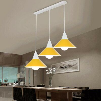 Breakwater Bay Whiting 3 - Light Kitchen Island Cone Pendant Yellow 110cm H X 22cm W X 22cm D Breakwater Bay Whiting 3 - Light Kitchen Island Cone Pendant Yellow 110cm H X 22cm W X 22cm D