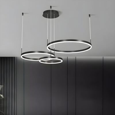 Ivy Bronx Modern LED Ceiling Light Fixture – 3-Ring Flush Mount Chandelier for Dining Room, Bedroom & Kitchen Matte Black 30cm H X 60cm W X 60cm D Ivy Bronx Modern LED Ceiling Light Fixture – 3-Ring Flush Mount Chandelier for Dining Room, Bedroom & Kitchen Matte Black 30cm H X 60cm W X 60cm D
