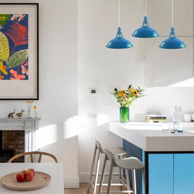 Breakwater Bay 3 - Light Kitchen Island Bowl Pendant Blue 119.5cm H X 75cm W X 30cm D Breakwater Bay 3 - Light Kitchen Island Bowl Pendant Blue 119.5cm H X 75cm W X 30cm D