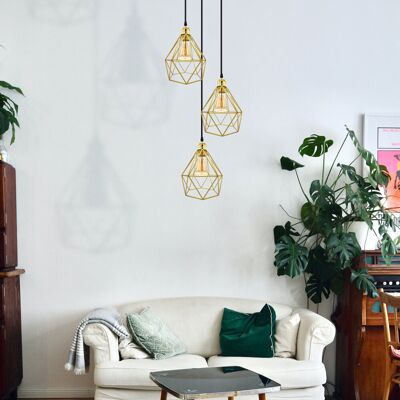 Borough Wharf Brasstown 3-Light Cluster Geometric Pendant Gold 122.5cm H X 20cm W X 20cm D Borough Wharf Brasstown 3-Light Cluster Geometric Pendant Gold 122.5cm H X 20cm W X 20cm D