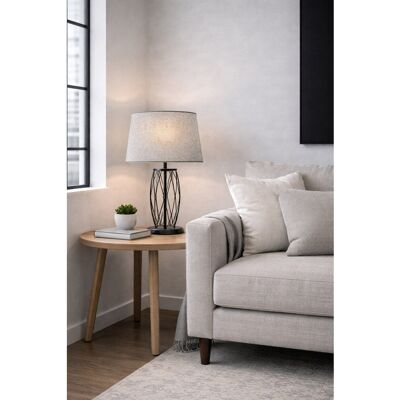 Fairmont Park Alexarae 50cm Black Frame Style Table Lamp with Linen Shade Grey 50cm H X 33cm W X 33cm D Fairmont Park Alexarae 50cm Black Frame Style Table Lamp with Linen Shade Grey 50cm H X 33cm W X 33cm D